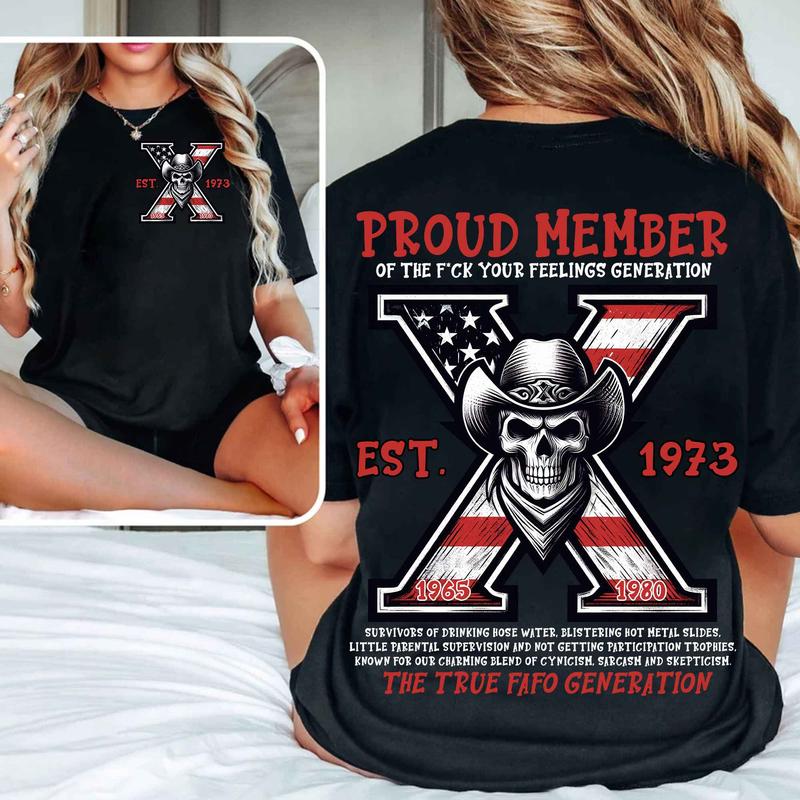 Custom Year Est.1973 GenX Shirt, GenX Skull 2 Side T-shirt, Vintage 90s GenX 1965-1980 Shirt