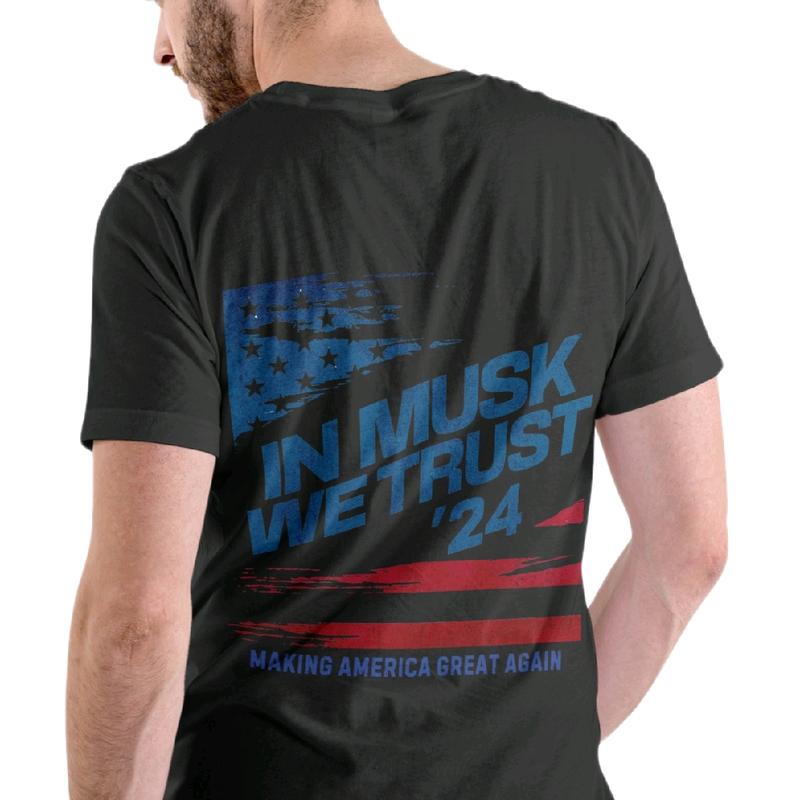 In Musk We Trust '24 Tshirt Menswear Casual Cotton team us Soft T-Shirt, Crewneck trump vance t shirt