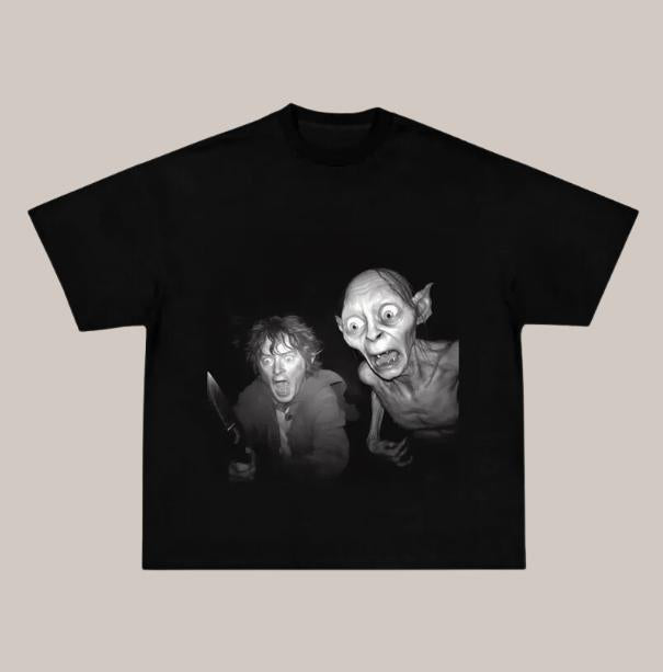 The Lord of the Rings Vintage Graphic Tee, Frodo Gollum T-Shirt, Movies Tee, Unisex Meme Cringe Funny Dumb Shirt, Menswear Womenswear Streetwear