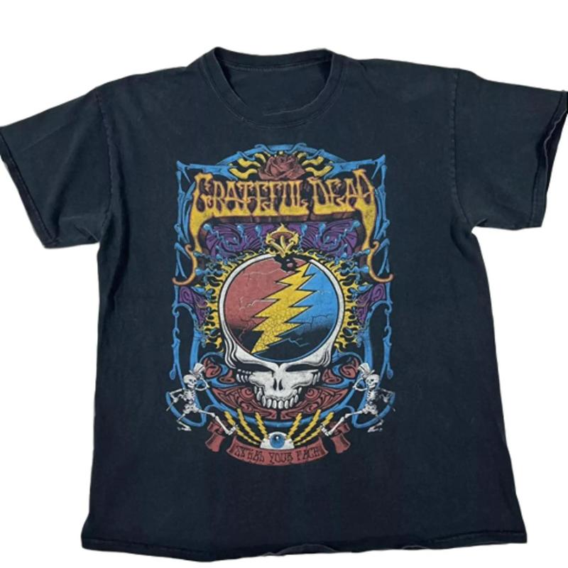 Grateful Dead Steal Your Face Tie Dye Skull America, Shirt For Fan Menswear Top Underwear Man Tshirt Streetwear Casual Tropical Crewneck Round Neck Sh