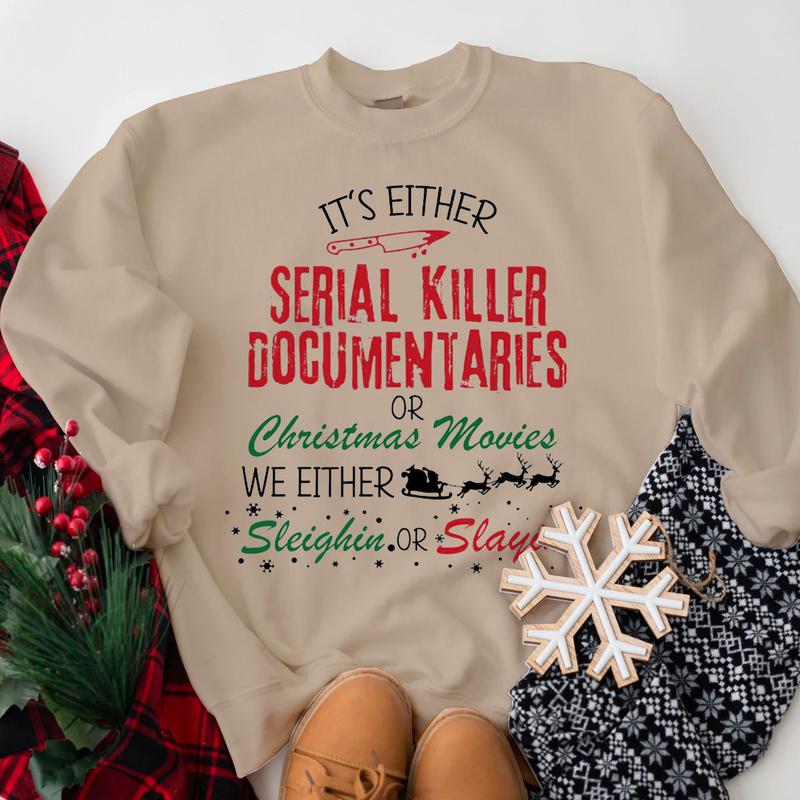 True Crime Ugly Christmas Sweatshirt, Funny Christmas Sweatshirt, Movie Ugly Christmas Sweaters Classic Fabric Unisex