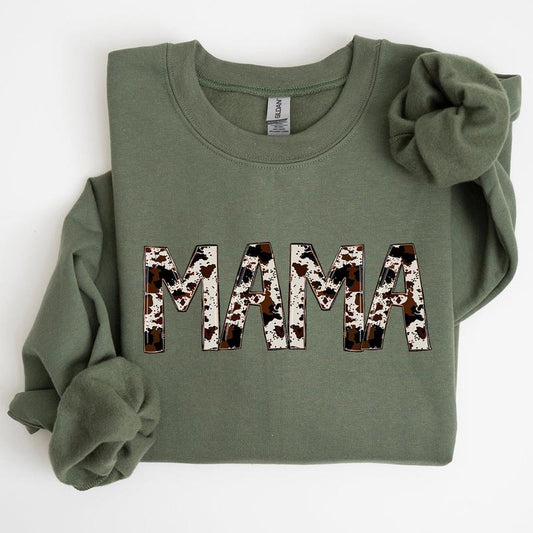 Mama, Cow Print, Mom, Mother's Day Gift Sweatshirt Casual Comfort Womenswear ComfortableÂ Graphic