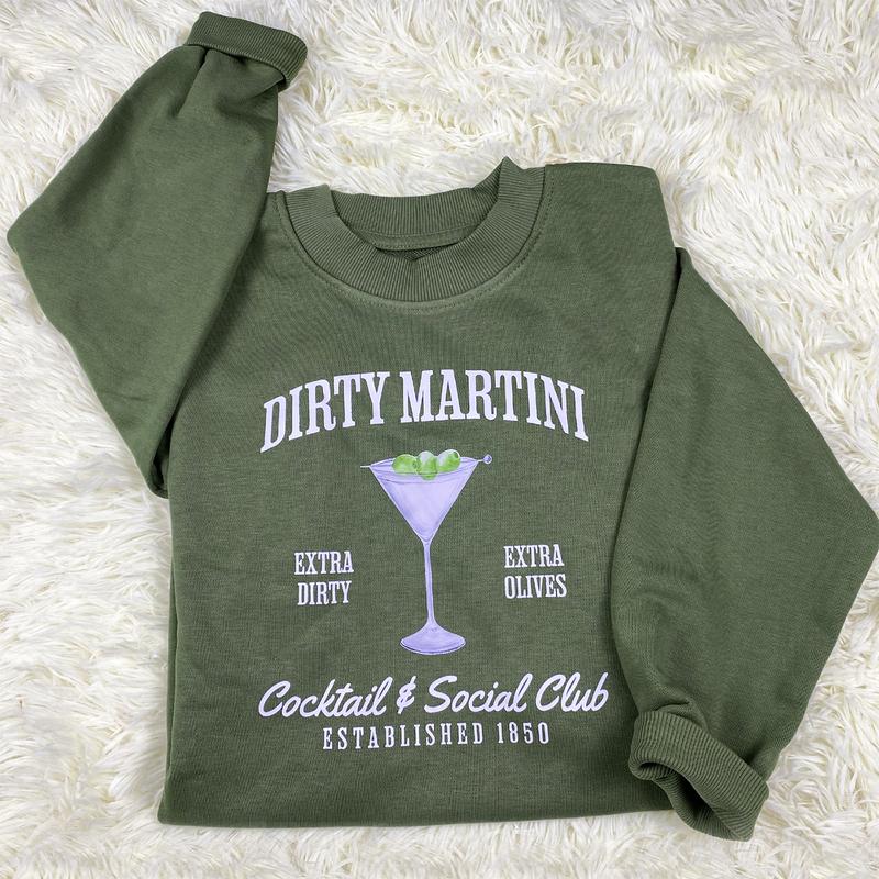 Dirty Martini Sweatshirt, Retro Cocktail and Social Club Sweatshirt, Girls Club Crewneck