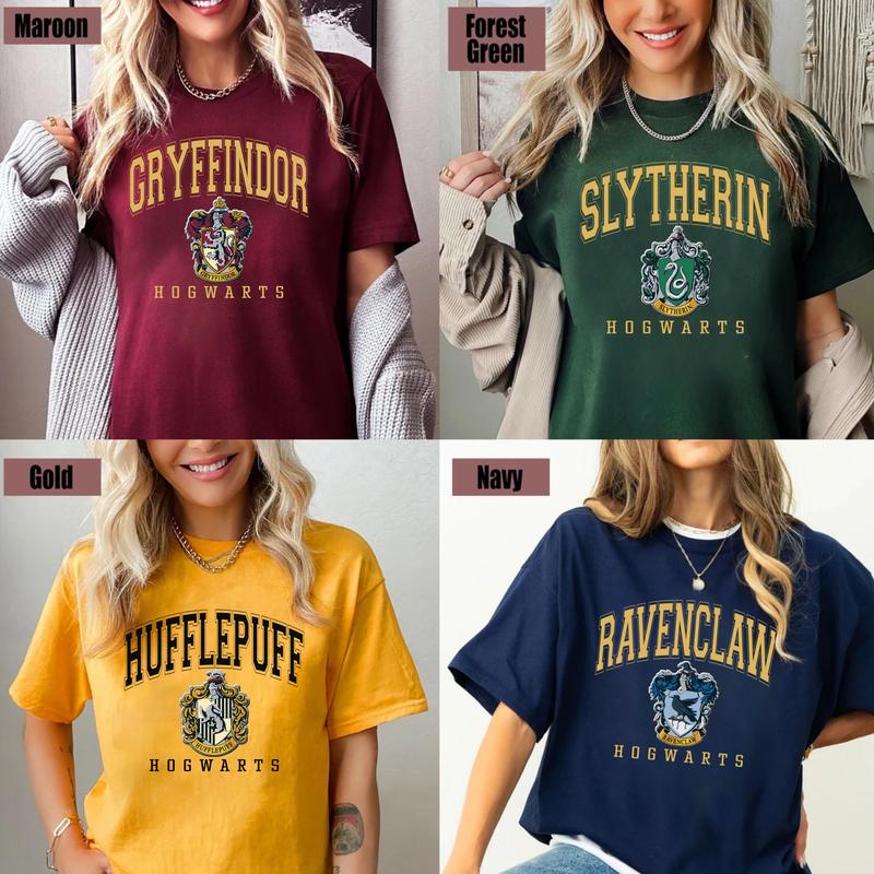 Vintage Hogwarts Shirt, Hogwarts House Shirt, Wizarding World Shirt, Magic World Shirt, Universal Studios Fan, HP Fan Gift Shirt Cotton Casual