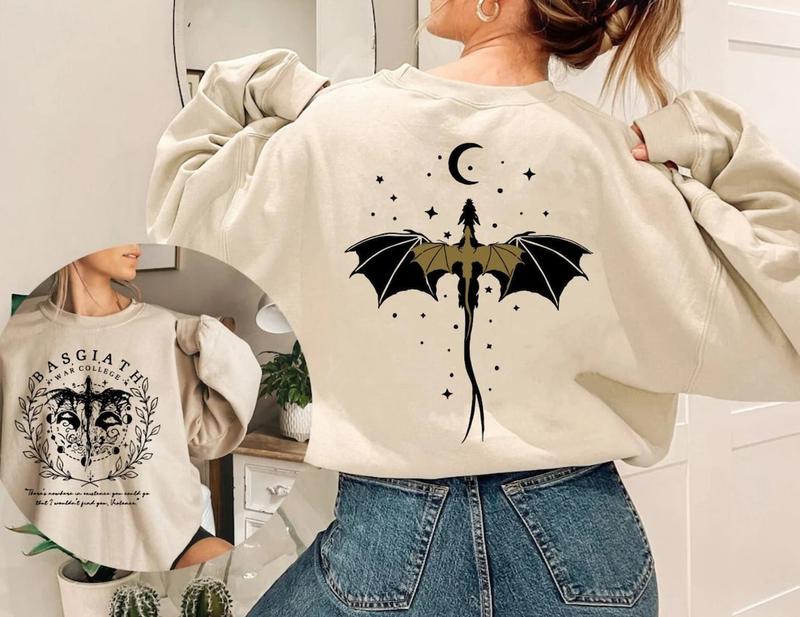 Basgiath War College Double-Sided Sweatshirt, Violet Sorrengail Bookish Shirt Fourth Wing Shirt, Bookish Dragon Rider Shirt, Book Lover T-Shirt, Booki