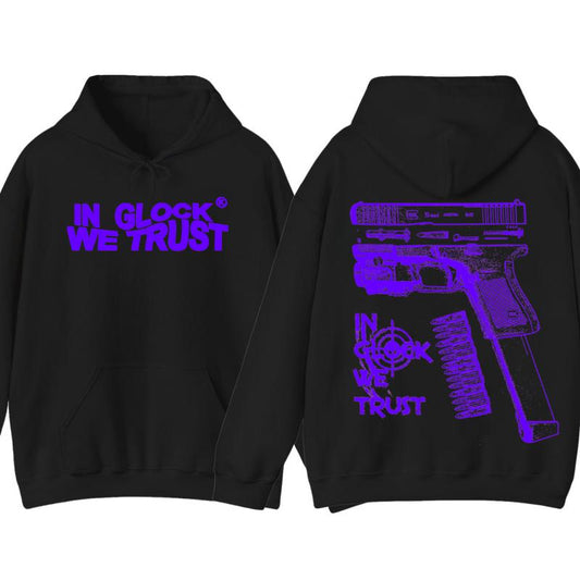 IN GLOCK WE TRUST LIMITED EDITON  HOODIE -Full color - Classic Menswear   - Glock shirt - For her - for him -Glock Hoodie