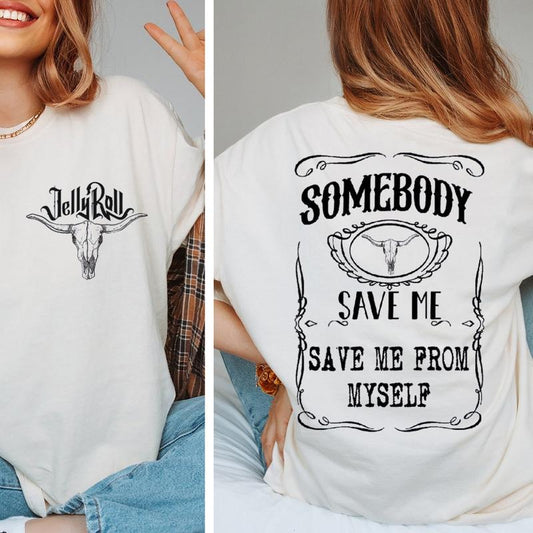 SB Save Me JeIIy R0ll 2 Sides Tee, Country Fans Top, Music Fest Apparel, Unisex Short Sleeve Tee Shirt, Casual Clothing
