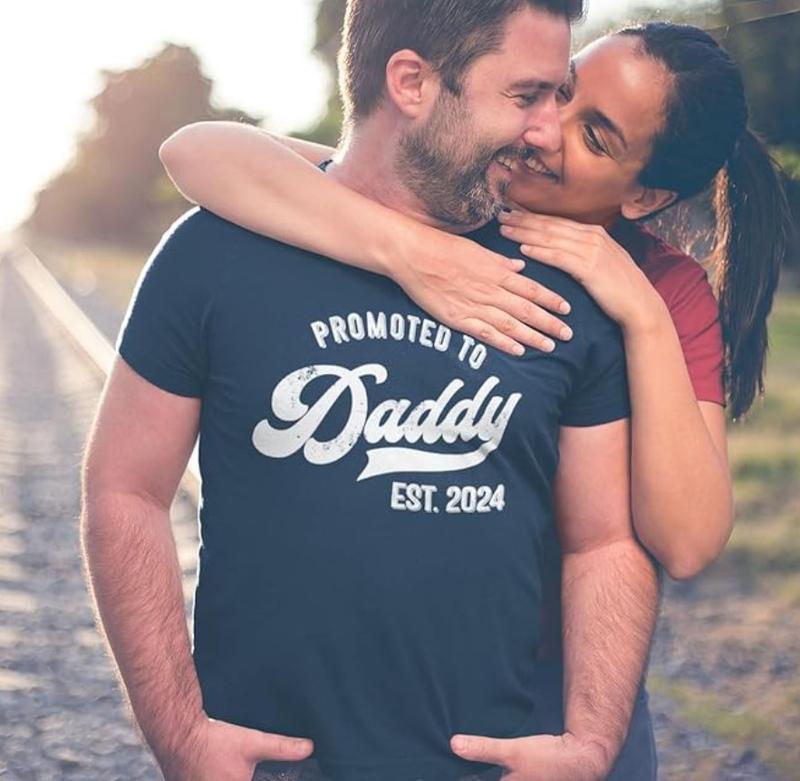 Promoted to Daddy 2024 T-Shirt Funny Humor New Dad Baby First Time, Dad T Shirt, Sizes S-3XL, Funny Sweatshirt and hoodie, Shirt Gift for Menswear