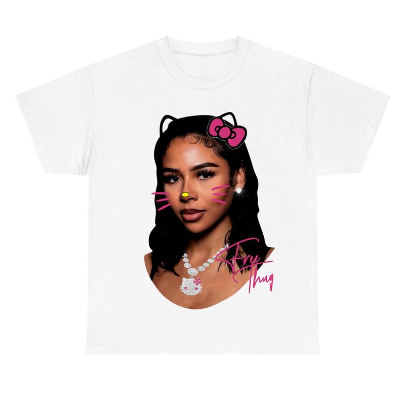 Mariahh Free Thugg Kitty Pink Shirt Cotton Fabric