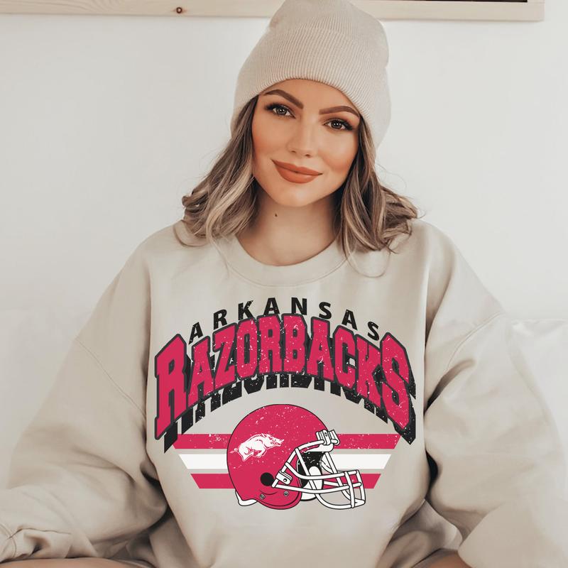 Vintage The University of Arkansas Football Sweatshirt, Trendy Arkansas Razorbacks Football Fan Gifts, NCAA Arkansas Razorbacks Football Game Day, Ark