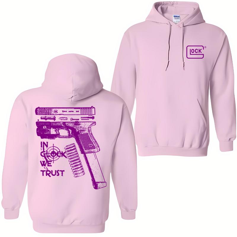 In GLock We Trust Hoodie Design Purple - Glock Hoodie - Full Color Double Sided - Men's & Women's Classic Fit Long Sleeve Hoodie - Menswear