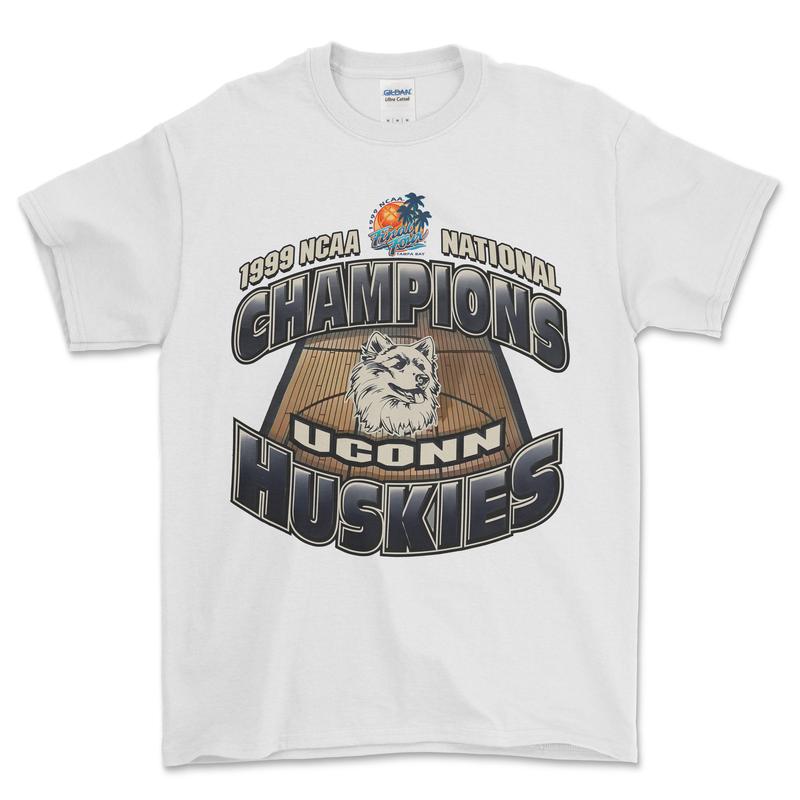 1999 Uconn Huskies NCAA Final Four T-Shirt, graphic vintage sports tees for men