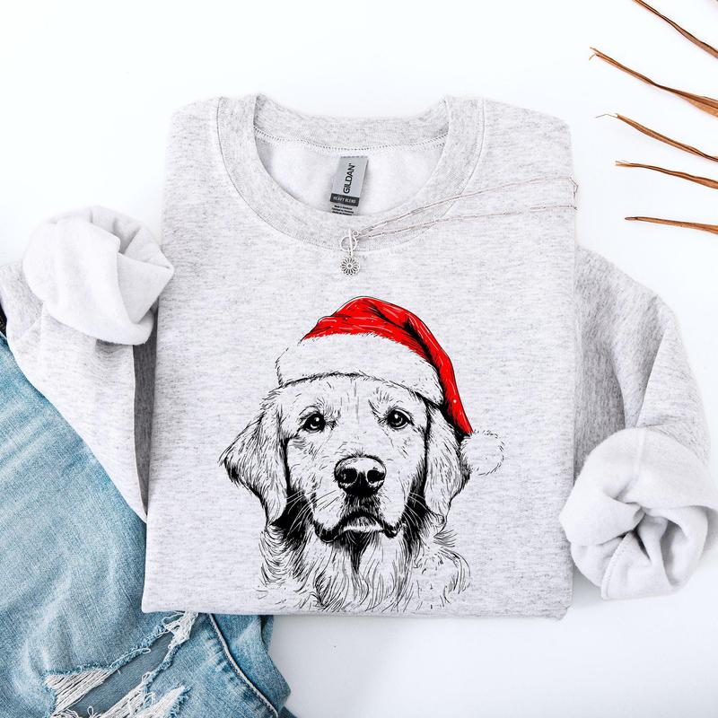 Golden Retriever, Santa, Dog, Christmas, Dog Lover, Pet Sweatshirt, Crew Neck, Women's, Crewneck