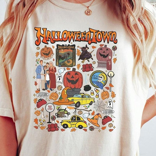 Retro Vintage Halloween Town Est 1998 T-shirt, Halloweentown Shirt Cotton Womenswear Tshirt Fit Top