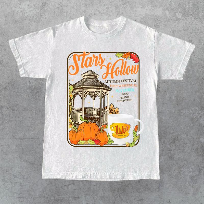 Stars Hollow Connecticut 1779 Shirt, Gilmore Girls Shirt, Autumn T-shirt, Lukeâ€™s Diner Tee, Full Color, For Men, For Women
