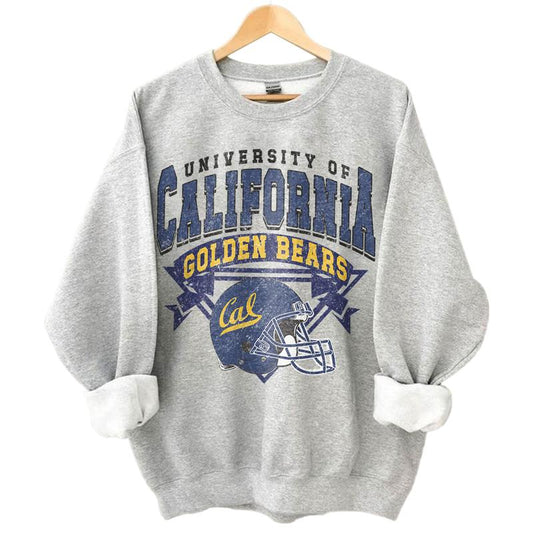 California Golden Bears Vintage NCAA Sweatshirt, Unisex Cal Football Shirt, Classic Sport Hoodie for Football Fans, Cotton Casual Shirt, T-Shirt