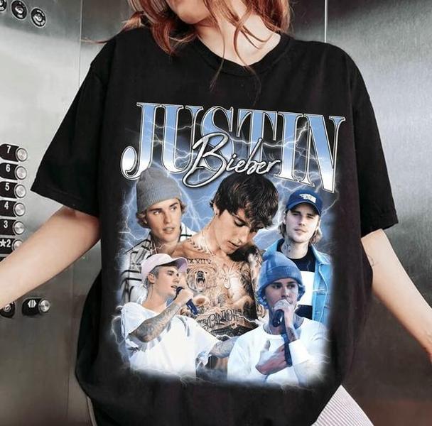 Justins S Bieber Pop Singer Graphic Homage Unisex Cotton Tee Retro Tee Shirt