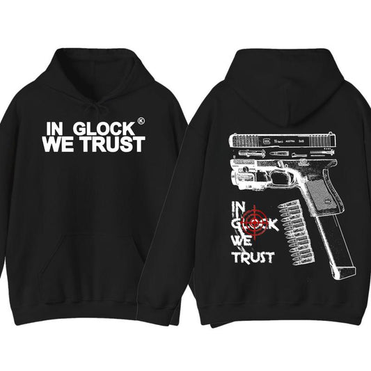 IN GLOCK WE TRUST HOODIE , Double Side , GLock Sweatshirt,Design Glock - Full Color , For Her,Men's Tops & Women's Tops - Hoodies & Sweaters Classic