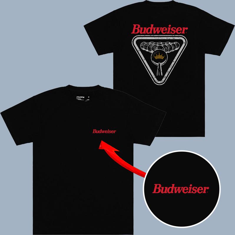 Budweiser - Pool Break 2-sided T-shirt - From Classic To Bright - Iconic Styles - Styles For Every Occasion - Full Size Range - Unisex Clothing Choice