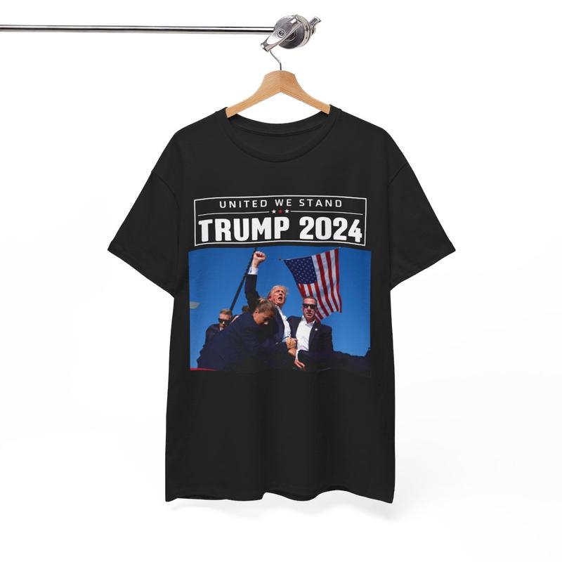 Trump United We Stand - Trump 2024 - Trump Rally Shooter Tshirt - Trump You Missed - Trump Survived - USA Freedom - Donald J. Trump Unisex Heavy Cotto
