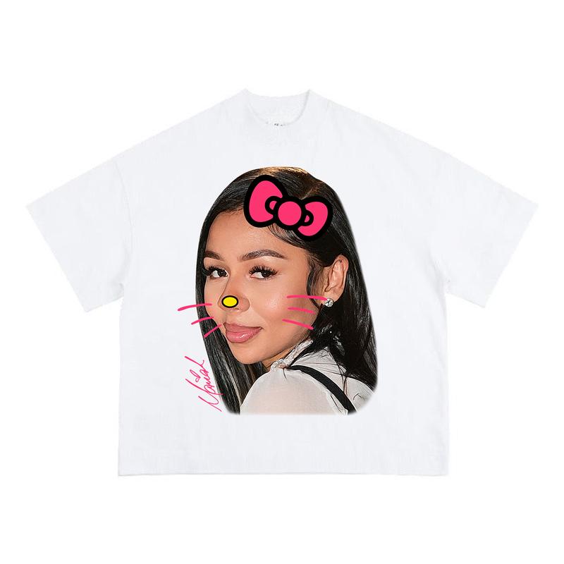 Mariah Pink Kitty Big Face Graphic Rap Tee