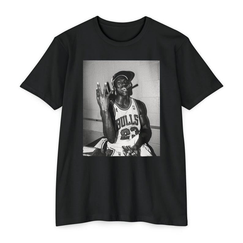 4-Time Champ Michael Jordan T-Shirt, Legendary NBA Cigar Celebration Graphic, Unisex Sports Enthusiast Collectible Gift, Unique Apparel