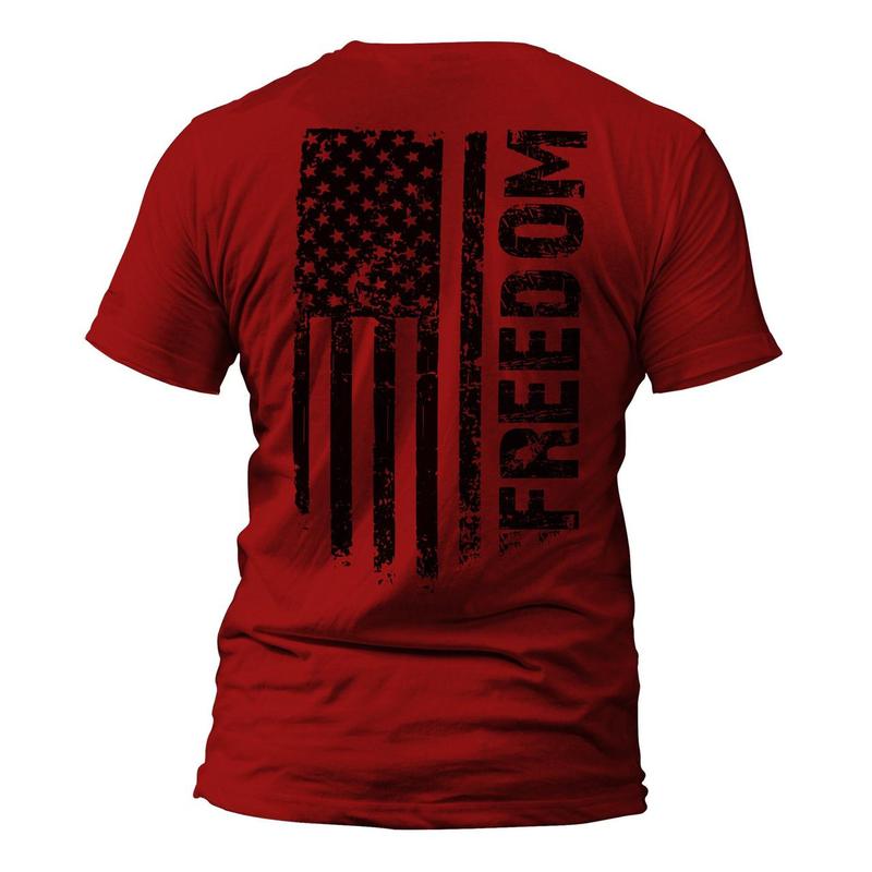 Freedom USA Distressed Flag Back Print T-Shirt