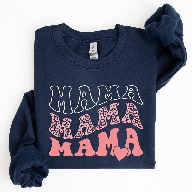 Mama, Leopard, Heart, Mom, Mother's Day Gift Sweatshirt Casual Comfort Womenswear ComfortableÂ Graphic