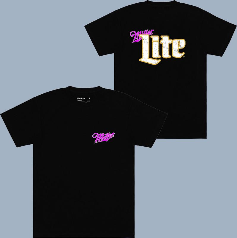 Miller Lite Pink T-shirt - 2 Side - Cross-gender Fashion - Celebrity Style - Every Style Imaginable - Sizes For Everyone - Plentiful Color Options