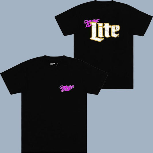 Miller Lite Pink T-shirt - 2 Side - Cross-gender Fashion - Celebrity Style - Every Style Imaginable - Sizes For Everyone - Plentiful Color Options
