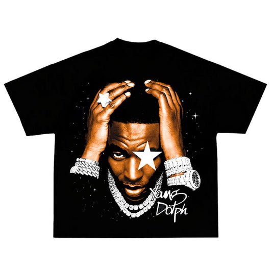 Young Dolphh Star Big Face Graphic Rap Tee