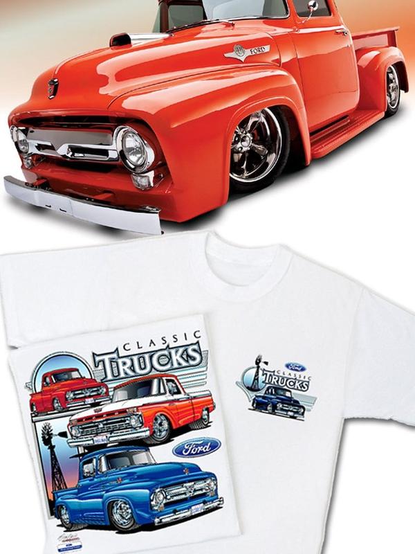 Ford Classic Trucks White T-Shirt F-100 pickup truck 1953 1954 1955 1956 1965 1966