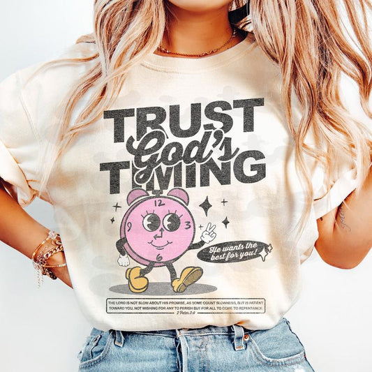 Trust God's Timing Shirt, Sweatshirt - Women Christian Religious Tee & Sweatshirt, Faith Shirt, Sweater Christian Apparel, Christian Gift, Cotton Roun