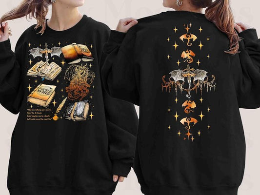 Fourth Wing Series Two Sided Sweatshirt For Fans, Basgiath War College Shirt, Dragon Rider Bookish Shirt, Book Merch Gift, T-Shirt, Sweatshirt, Hoodie