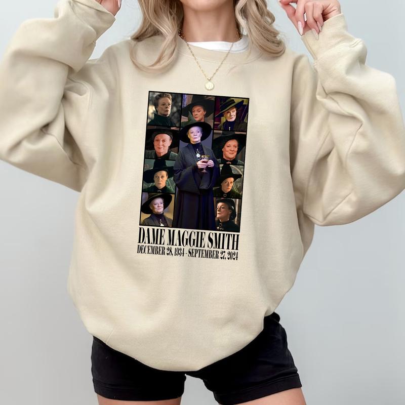 HP Rest In Peace McGonagall Professor Unisex Sweatshirt Hoodie Shirt Cotton Relaxed Fit, Dame Maggie Smith T-Shirt, Harry Tee
