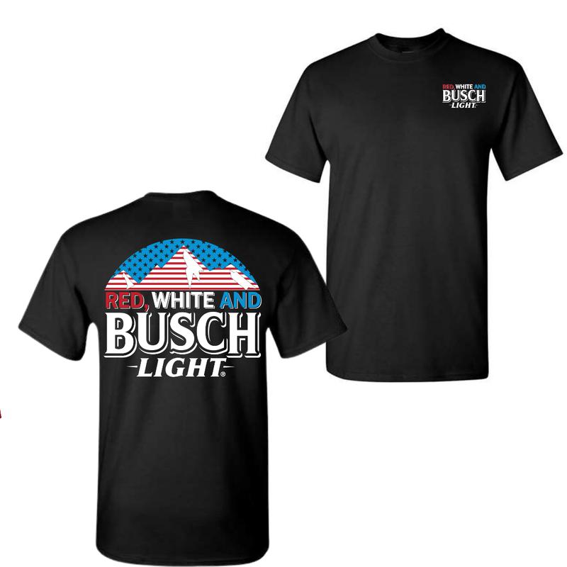 Red White And Busch Light 2 Sided T-shirt Busch For Men For Women