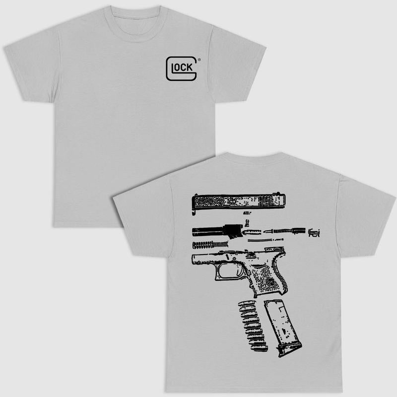 In Glock We Trust Double-Sided  Graphic Shirt - Versatile Colors, Summer Casual Wear, Comfortable Cotton Fabric