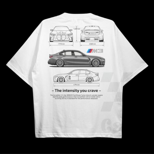 Drive in Style Car-Themed T-Shirts, G80 M3 BluePrint T-Shirt, G80 M3 BluePrint Technical Specs T-Shirt, Racing Shirt, Sport Car Shirt Top Menswear