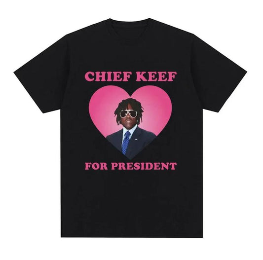 Rapper Chief Keef for President T Shirt Men Fashion Casual Short Sleeve T-shirt Aesthetic Vintage Oversized T-shirts Streetwear Classic Cotton Menswea