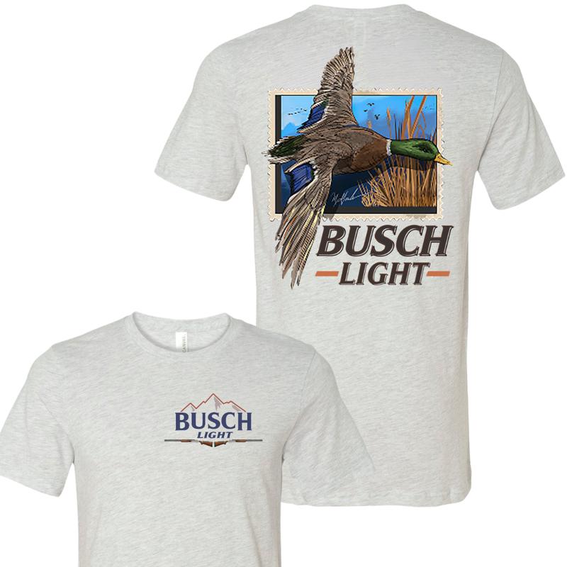 Busch Light Beer , Busch Light t-shirt with duck print 2 sides,  Casual Graphic Round Neck T-shirt for Summer, Fashion Top for Daily Wear
