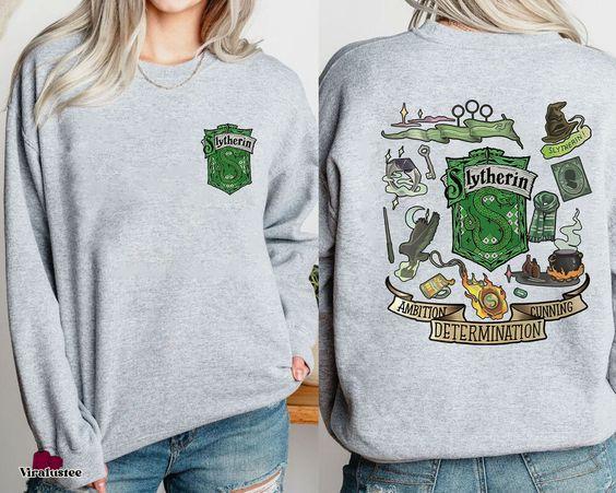 HP Wizard Houses 2 Sides Sweatshirt Hoodie Shirt, Gift for Fan Cotton Fit potterhead gift