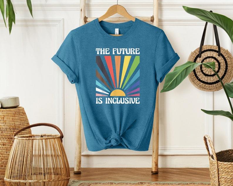 The Future is Inclusive Shirt, Rainbow Pride Tee, LGBTQ Gift, Progress Pride Shirt, Social Justice Shirt, Gay Pride TShirt Cotton Fabric Cotton Fabric