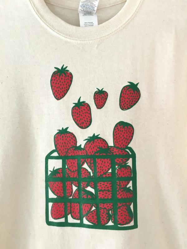 Strawberry Shirt, Screen Print T-Shirt Sweatshirt Hoodie, Graphic Tee, Foodie Clothing Gift