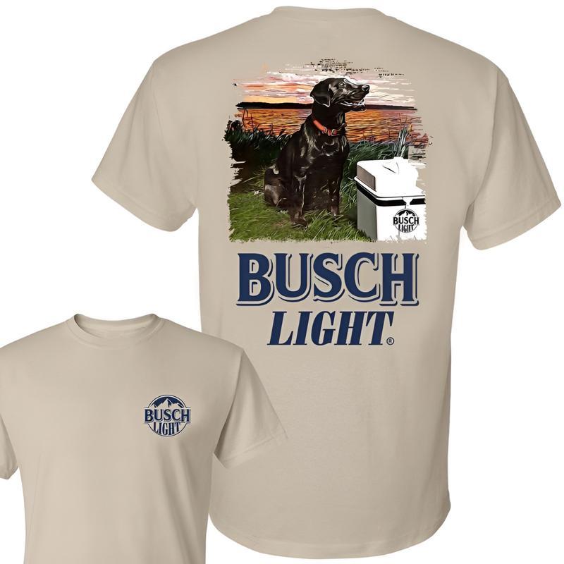 BUSCH LIGHT, BEER,Busch Light Best Friend 2-sided T-shirt, Busch Light T shirt Full Color For Men And Women, Casual Graphic Round Neck T-shirt for Sum