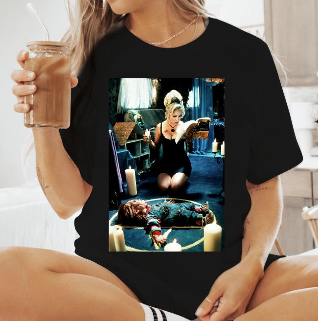 Bride Of Chucky Jennifer Tilly Charles Lee Ray Short Sleeve T-Shirt All Sizes Cotton Fabric Fit Jersey Seamless Top