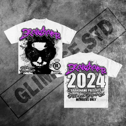 Y2K Graphic Keep Going Personalize Printed Tshirt Casual Cotton