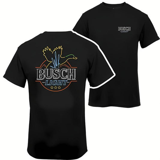 Busch Light -Beer- Busch Light Duck Neon 2 Sided Tshirt, Casual Graphic Round Neck T-shirt for Summer, Fashion Top for Daily Wear, T shirt For Men And