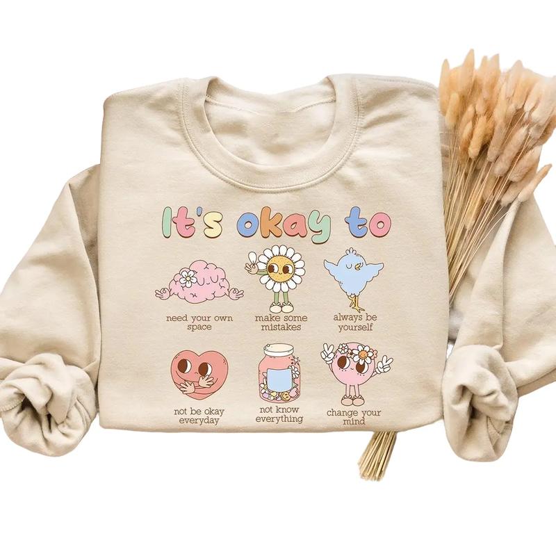 Retro It's Okay To Make Some Mistakes Sweatshirt, Hippie Motivational Sweater, Mental Health Matters Shirt, Special Education Teacher T-Shirt