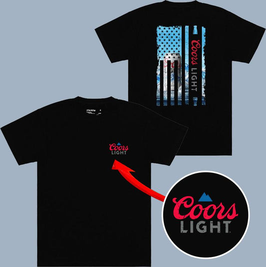 Coors Light Flag T-shirt - 2 Side Ss3 - Variety Of Designs - Shared Wardrobe Options - Sizes For All Bodies - Colors For All - Timeless Treasures