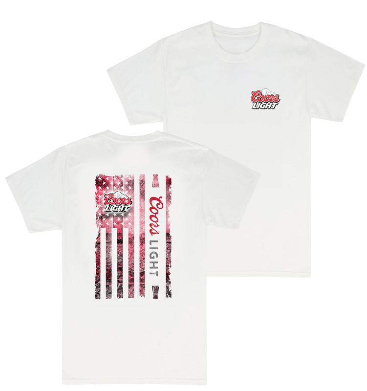 Coors Light Flag T-shirt - 2 Side - Pick Your Shade - His And Hers Fashion - Pick Your Look - Fit For All - Vibrant Patterns